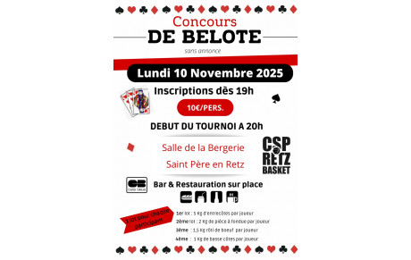 CONCOURS DE BELOTE 10 NOVEMBRE